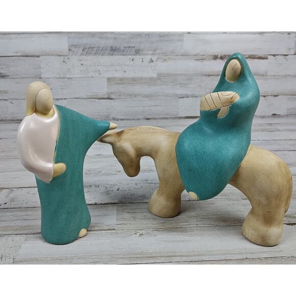Vintage 1990 Pottery 'Flight Into Egypt" Holy Family On Donkey Signed Jack Black - Picture 1 of 12